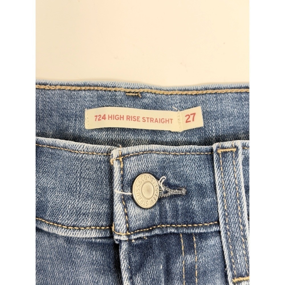 Levis 724 High Rise Straight Women Size 27 (taped 28" Blue Excellent Denim Jeans - Picture 10 of 11